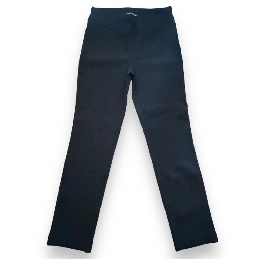 Hilary Radley Black Textured Slim Leg High Rise Stretch Ponte Pants Size 6 - Picture 2 of 11